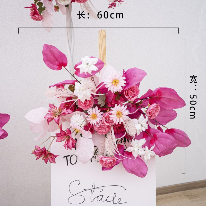 新款路引排花艺地排绢花订婚宴仿真成品大款装饰花布置婚庆婚礼|undefined
