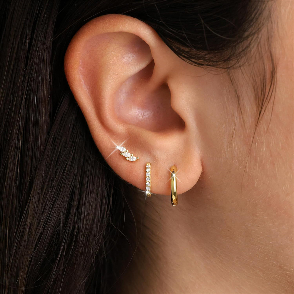 3 Pieces Set Simple Style Commute Geometric Plating Inlay Sterling Silver Zircon Earrings display picture 61