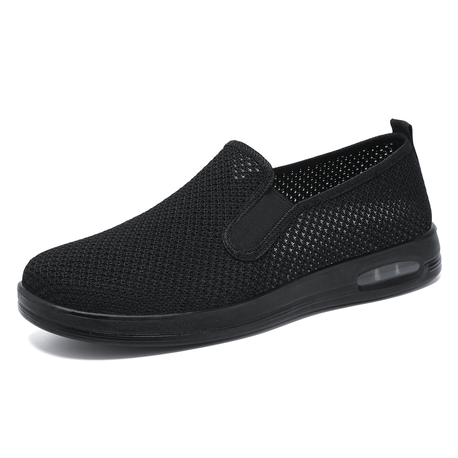 Zapatos de tela transpirables de un pie para hombre, primavera ligera con suela suave zapatos casuales para hombre, tela de malla de tela de vuelo, zapatos de hombre cómodos y resistentes al desgaste