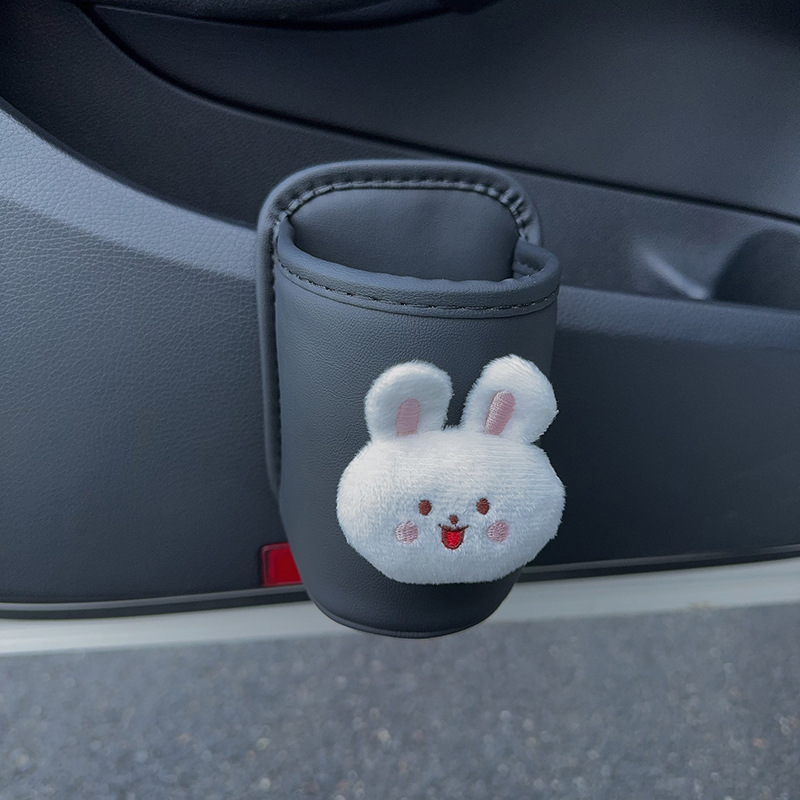 Storage Car Door – Qìchē Car cup holder/beverage holder - plush-rabbit-black-cup-storage-bucket