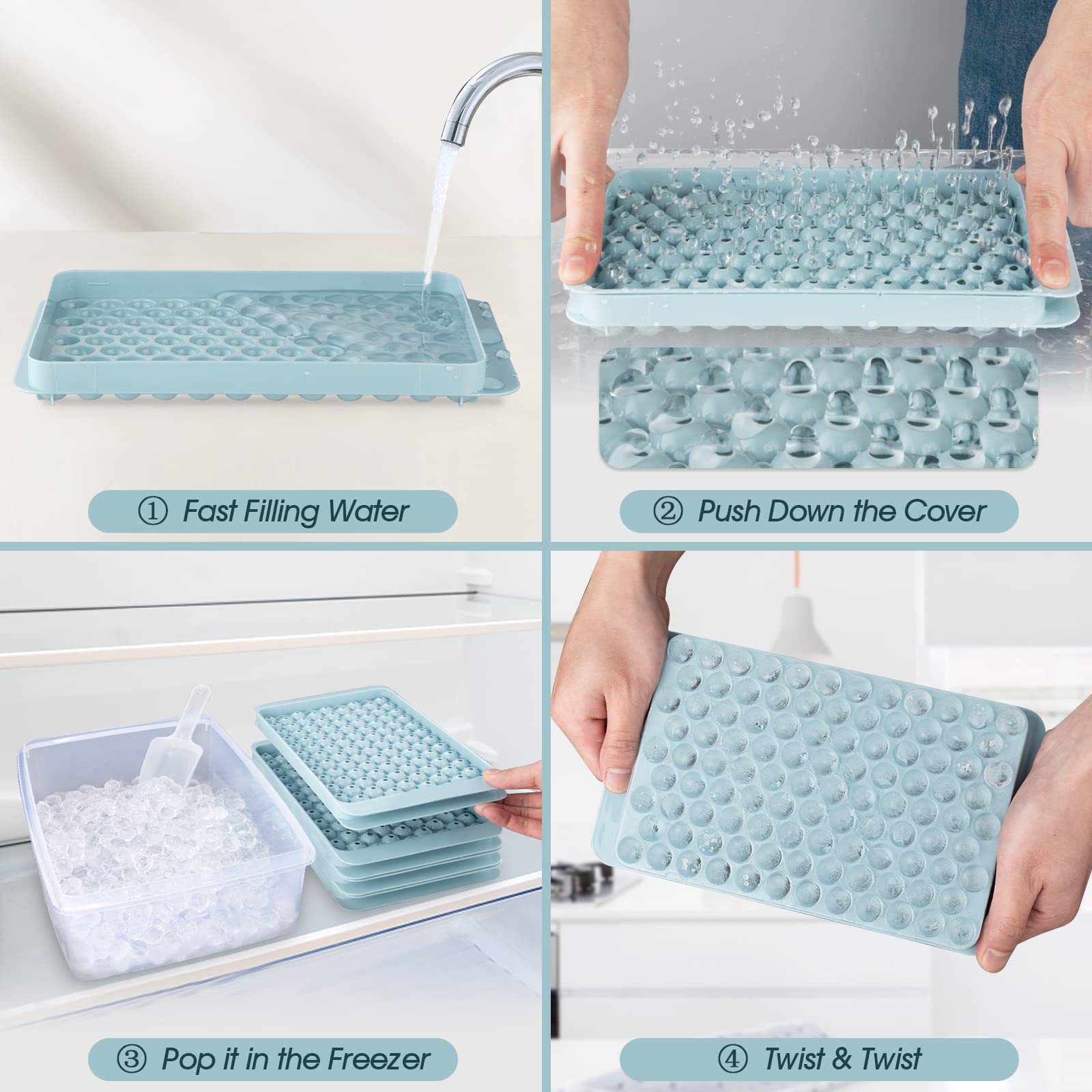 Small Ice Tray 104 Squares Round Ice Tray Plastic With Cover And Box Homemade Ice Box Ice Cube Mold