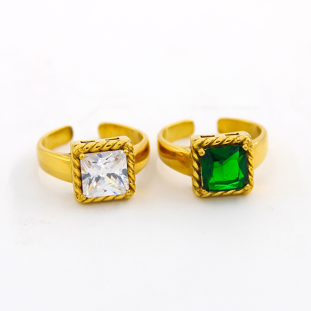 Fashion Geometric Stainless Steel Inlay Zircon Open Ring display picture 8