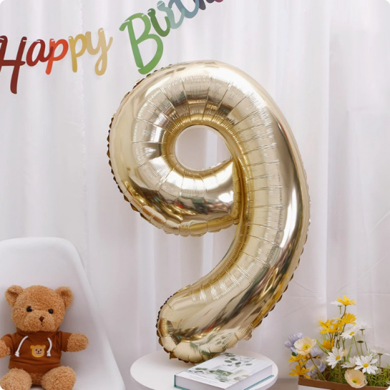 40inch アルミフィルムデジタルバルーン ベビーブルーピンク 女の子の誕生日シーンの装飾 ベビー123歳の誕生日の装飾|undefined