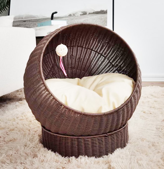 Four Seasons universal semi-cerrado mascota nido gato hamaca tejida gato cálido Nido Villa gato jaula Ratán tejido gato nido