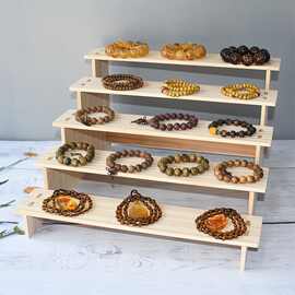 加宽实木手串陈列架文玩手办手镯收纳首饰架发夹皇冠摆摊展示架子