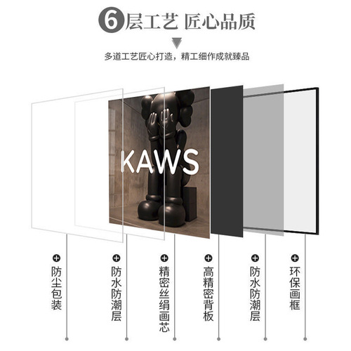 Luxury trend Kaws living room decoration painting Sesame Street plush sofa background wall hanging painting violent bear bedside mural 