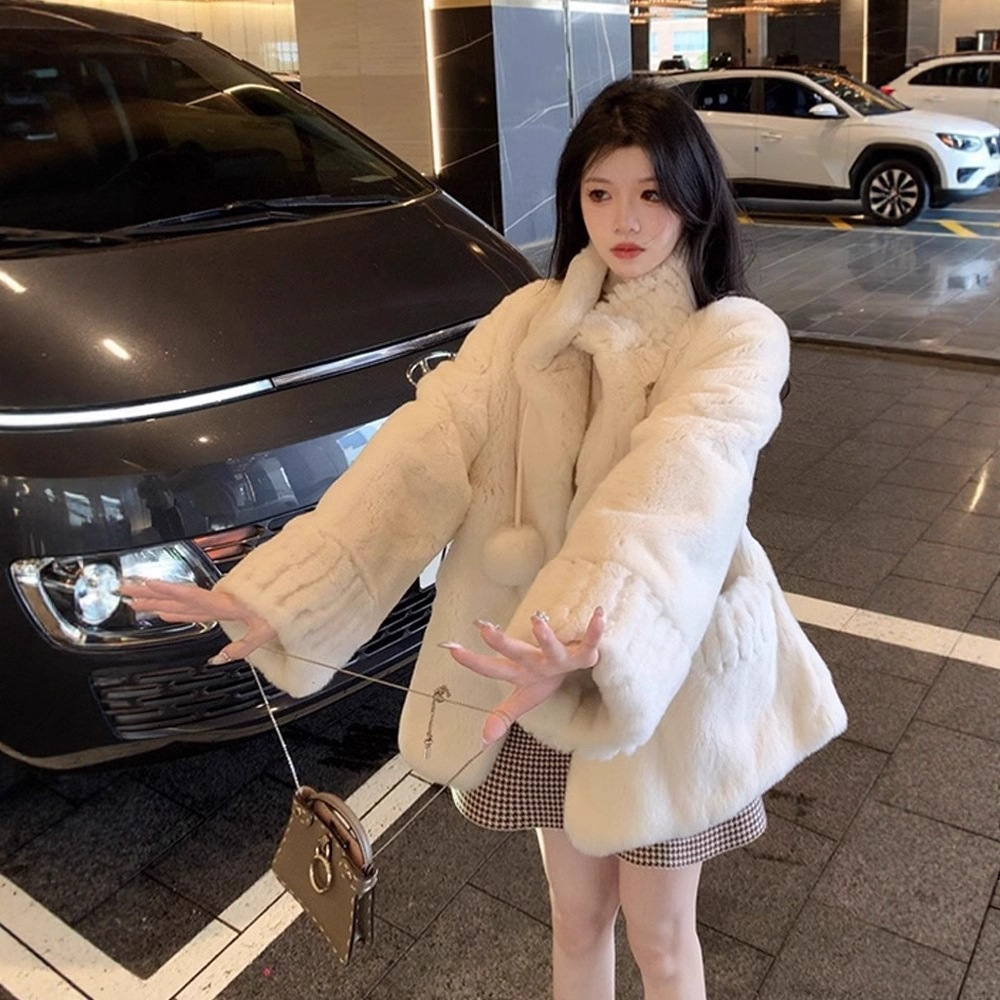 冬季萌萌兔超软仿獭兔毛绒外套女年轻中长款宽松加厚保暖皮草上衣