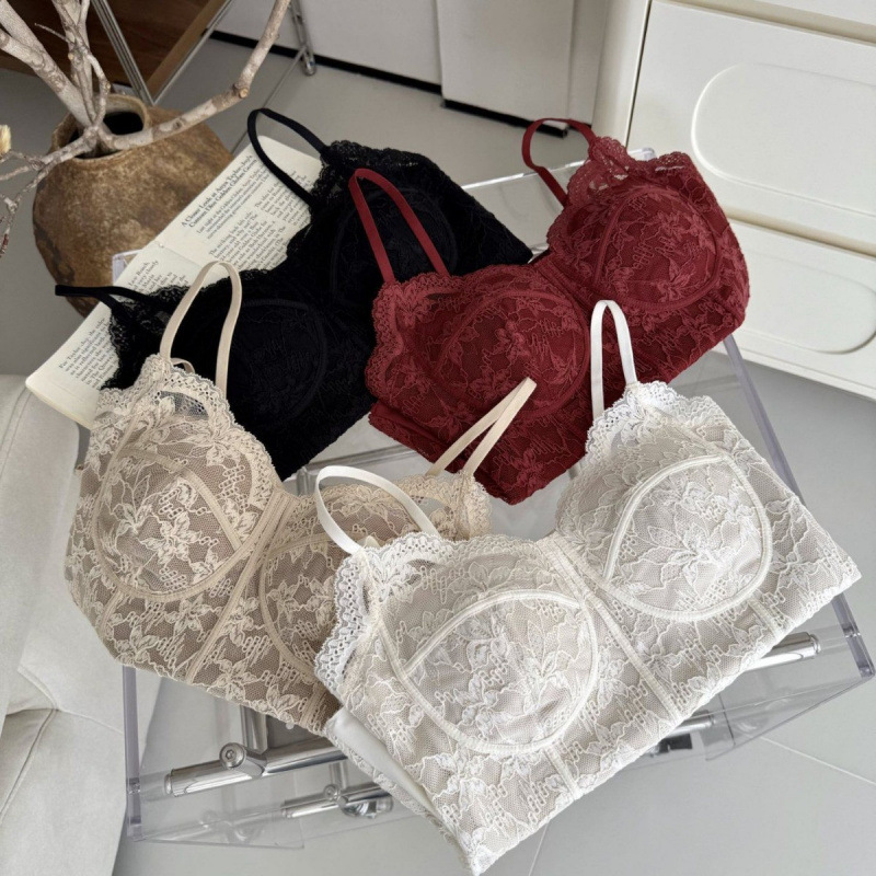 6100 French-Style Boned Camisole Slimming Women's Built-In Bra Pad Can Be Worn Outside Hot Girl Lace Vest Tube Top Wrap Bra