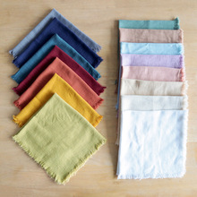 方形素色棉麻流苏餐巾布 跨境货源家用厨房巾家用多色婚礼用餐巾