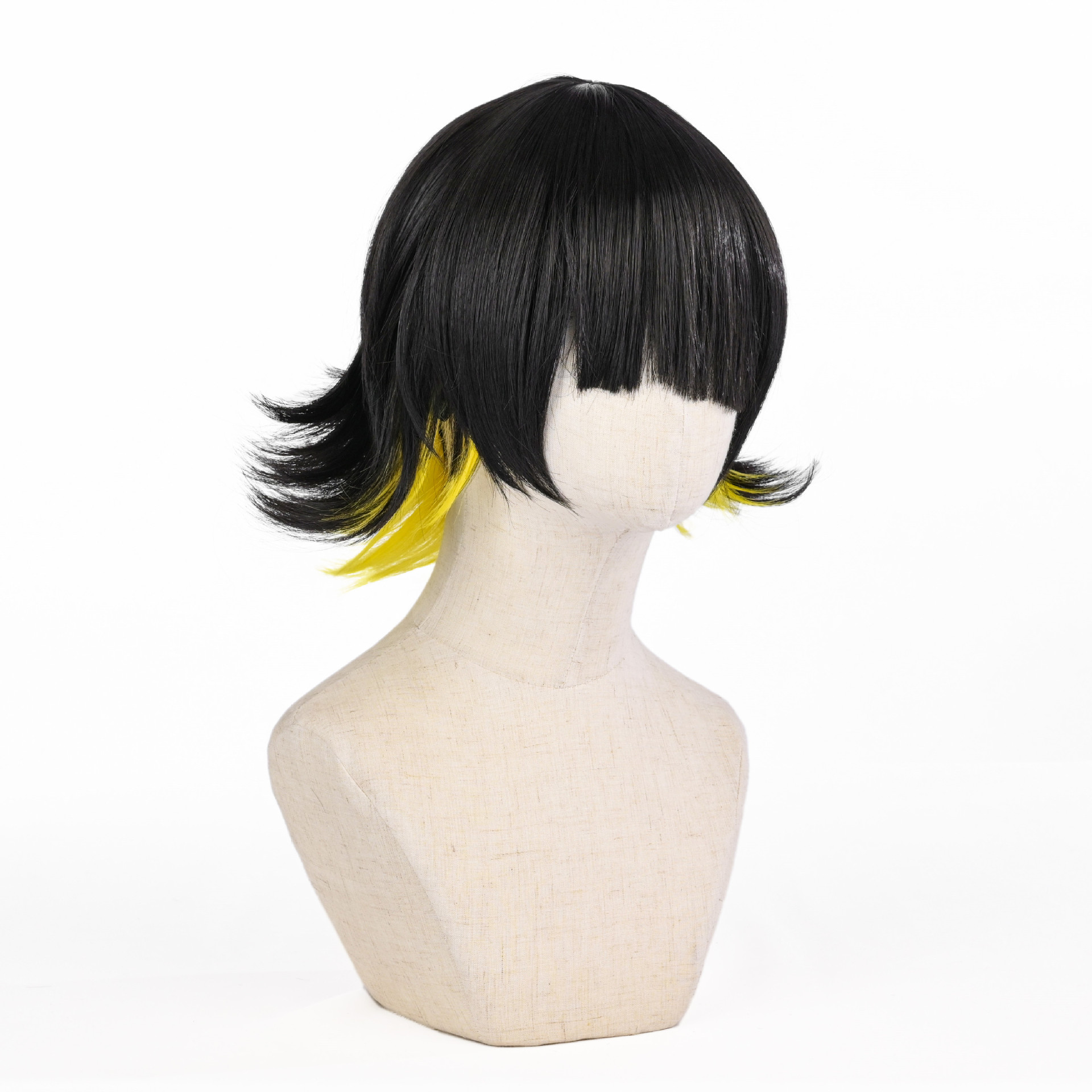 Synthetische Perücke Blue Prison Bee Joy Back COS Kurzhaar-Perücke im Double-Color-Block-Stil_voghion.com