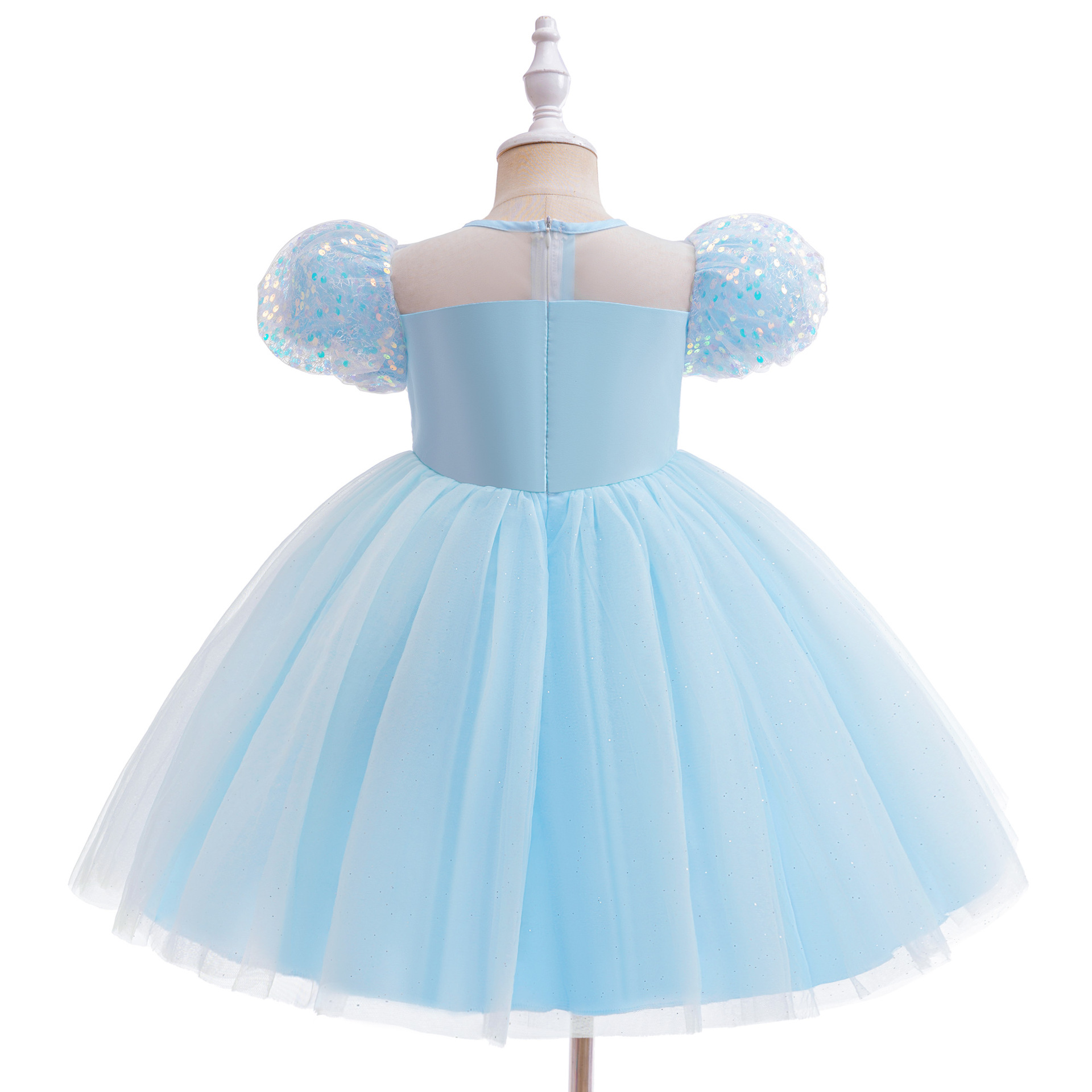 Cross-border nuevo hielo y nieve princesa Elsa vestido de la princesa burbuja mangas esquinillas vestido de malla princesa cos ropa de actuación
