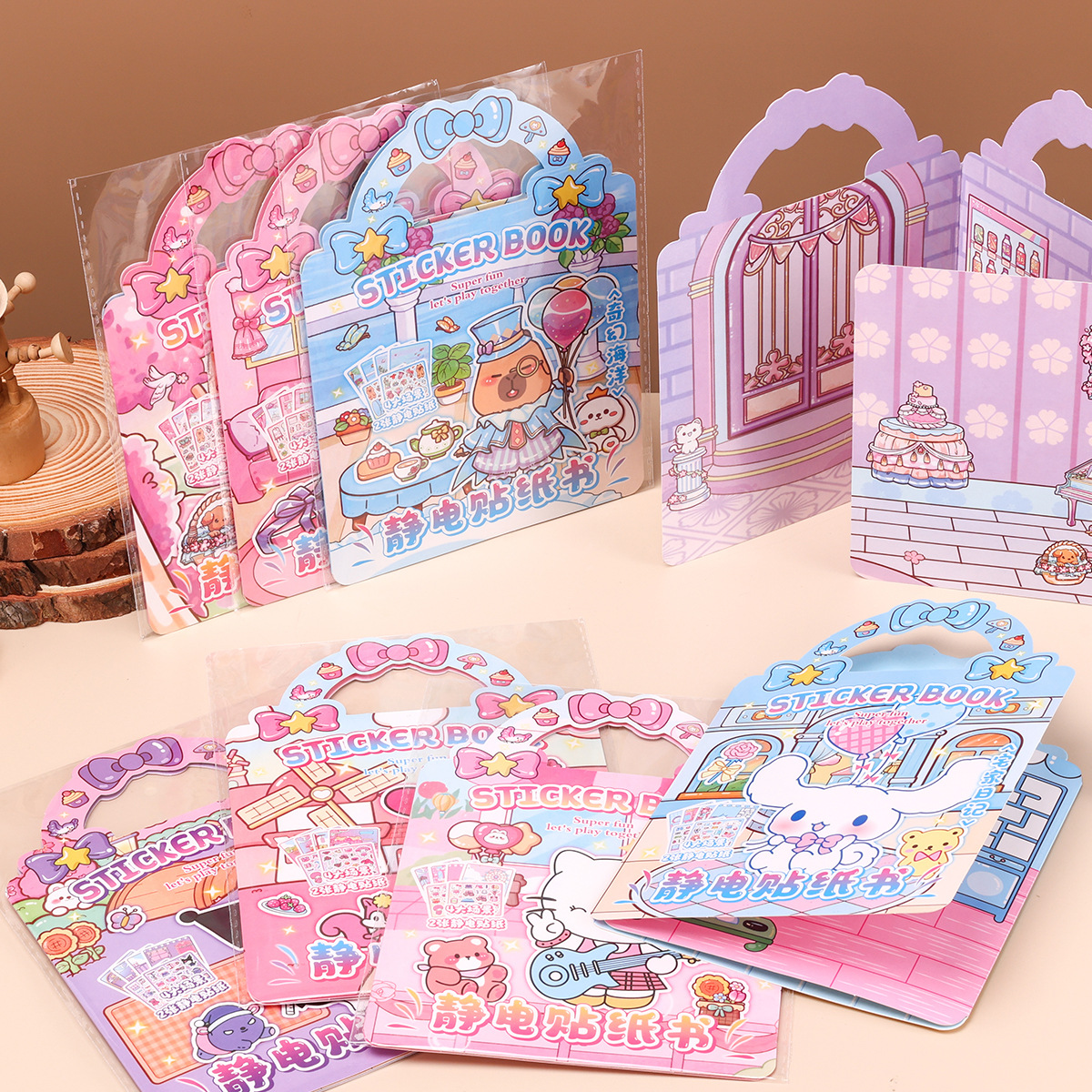 Escenas de pegatinas estáticas creativas sin recortar niñas Capibara niños juguetes DIY libros tranquilos image 1