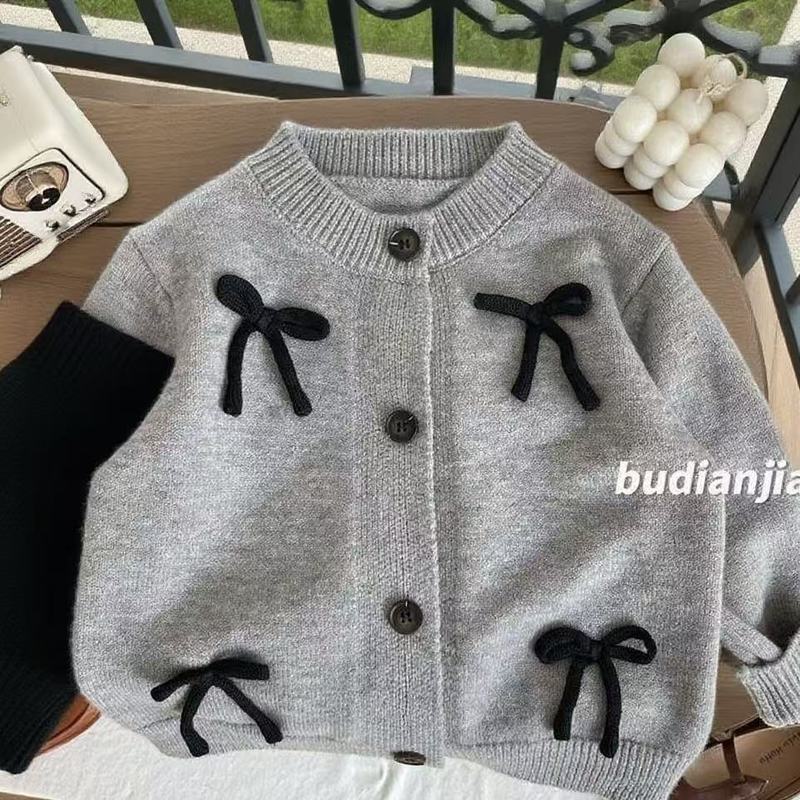 女童毛衣开衫外套厚新款童装儿童针织衫秋冬宝宝韩版圆领上衣|undefined