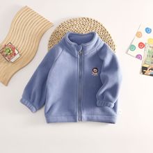 儿童双面摇粒绒外套男童春装2024新款女童春秋款抓绒宝宝洋气上衣