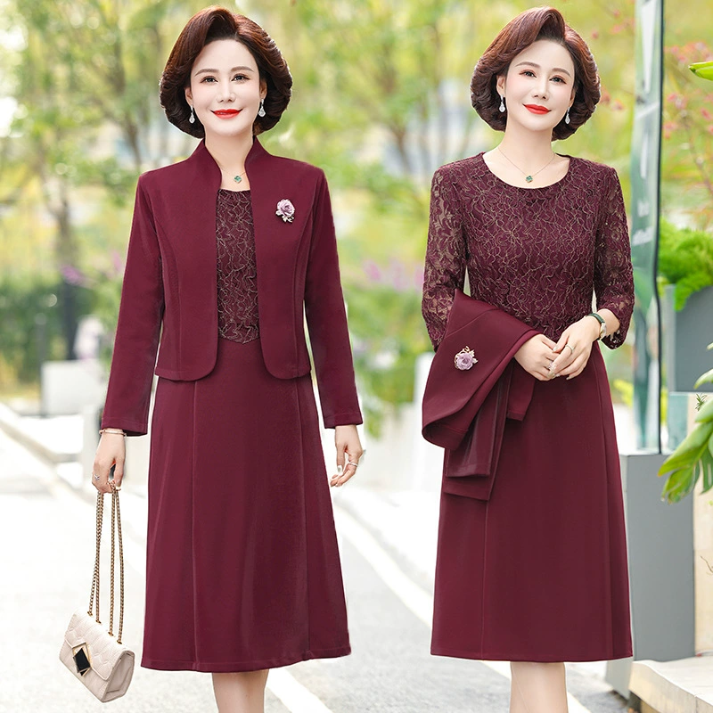 Весна Новый мама платье костюм 50-летний-старый среднего возраста и пожилых женщин Благородный Западный Стиль свадебное платье оптом