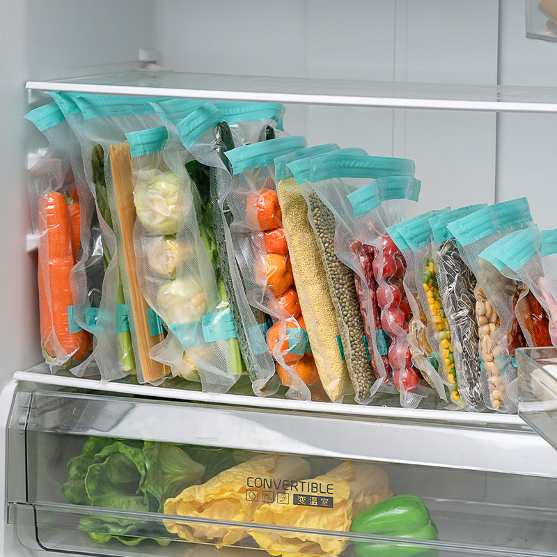 Food-Grade Fresh-Keeping Bag Refrigerator Kitchen Storage Repackaging Bag Household Transparent Double-Ribbed Zipper Seal Bag Seal Bag