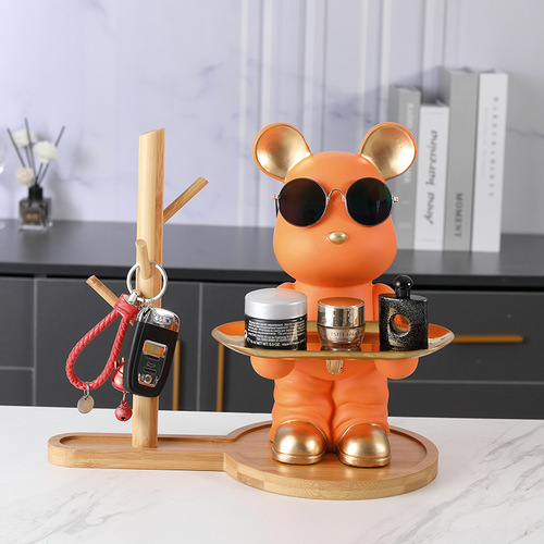 Creative Bear Entrance Hall Key Holder Shelf Decorative Item Home Living Room Shoe Cabinet Ornament Money Bank Gift