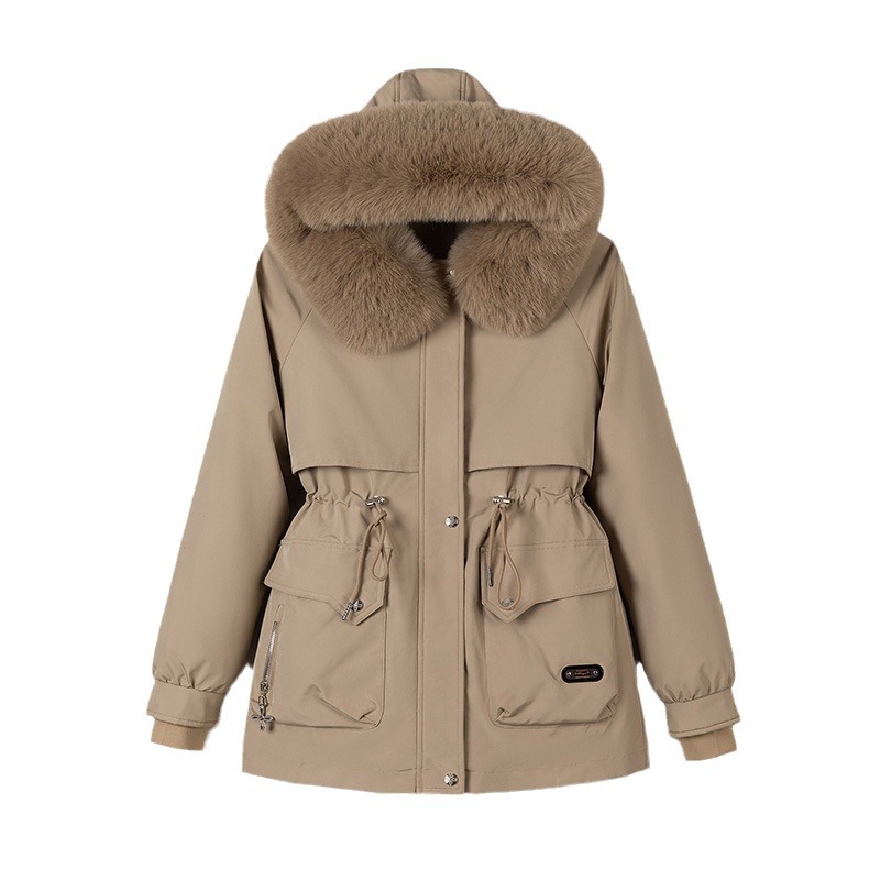 Moteriški drabužiai, vienas drabužis, trijų drabužių parka, moteriški trumpi 2024 m. nauji medvilniniai drabužiai, žieminė medvilninė paminkštinta striukė, žieminis paltas_voghion.com