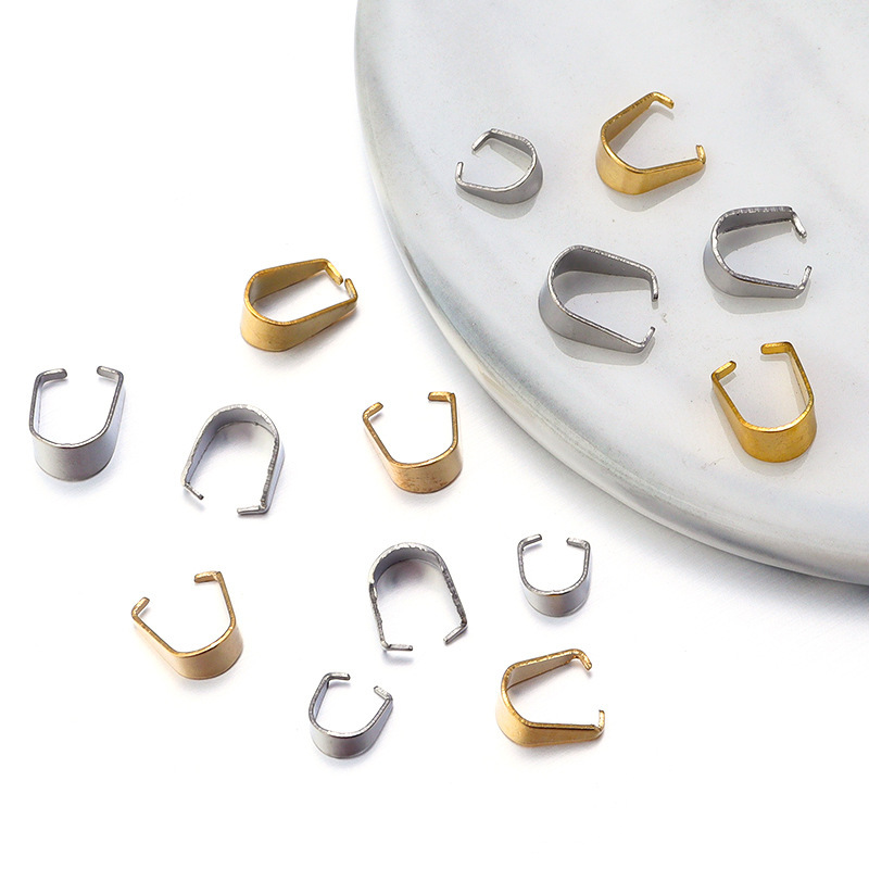 Cross-Border Stainless Steel Melon Seed Buckle Misaligned Melon Seed Buckle Pendant Necklace Buckle Titanium Steel DIY Jewelry Accessories Wholesale in Stock