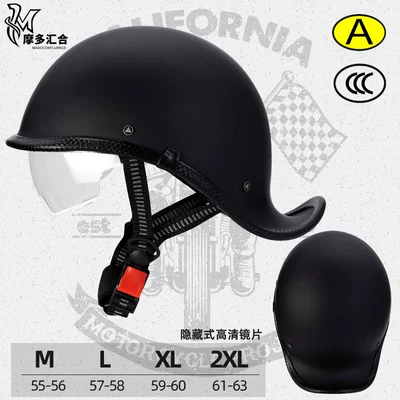 Motosiklet kaskı (dəbilqə) — Summer Personality Half Helmet - matt-black-transparent-lens-m55-56