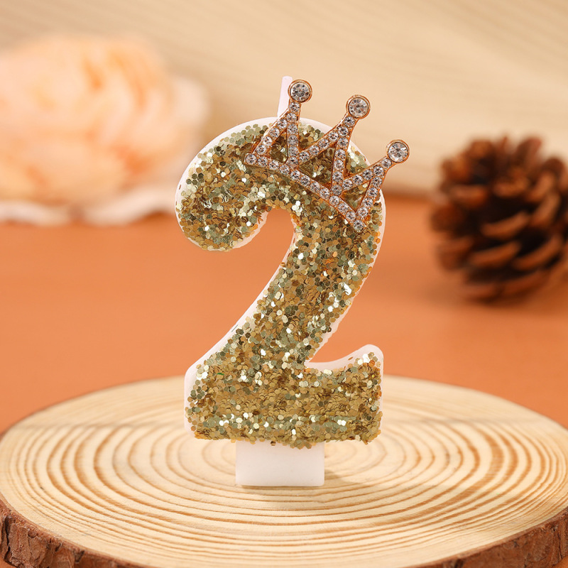 跨境奢华金闪皇冠数字蜡烛ins生日蛋糕创意蜡烛节日派对氛围摆件|undefined