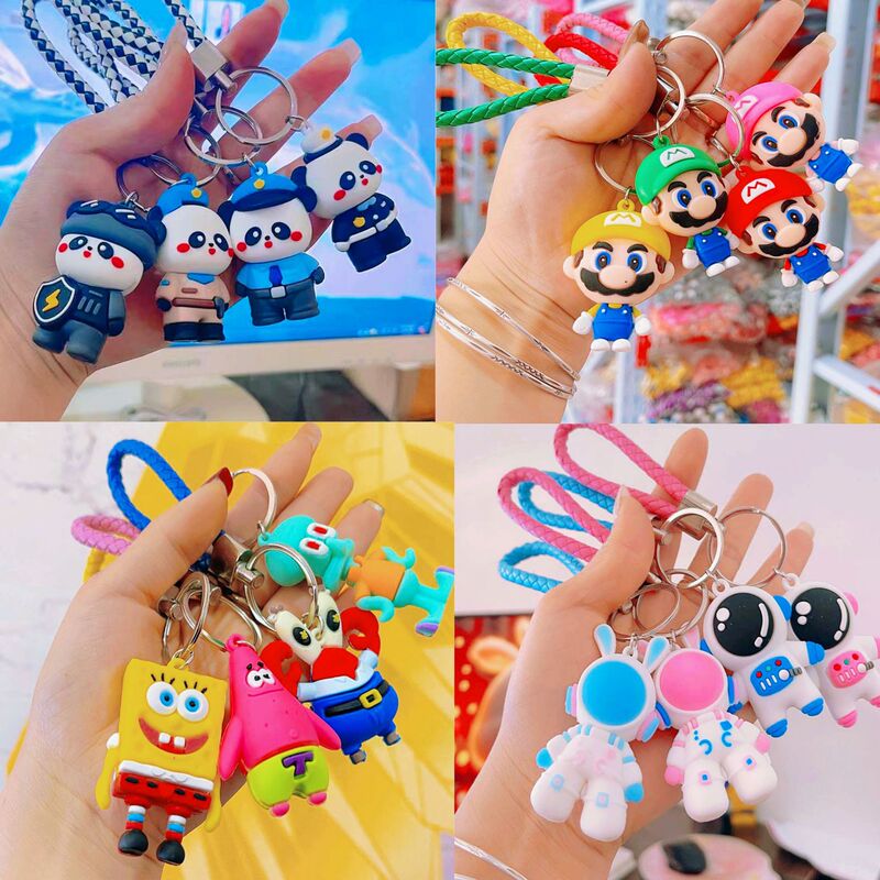 Wholesale braided rope large cartoon doll keychain couples spaceman tide play gift stall supply in stock