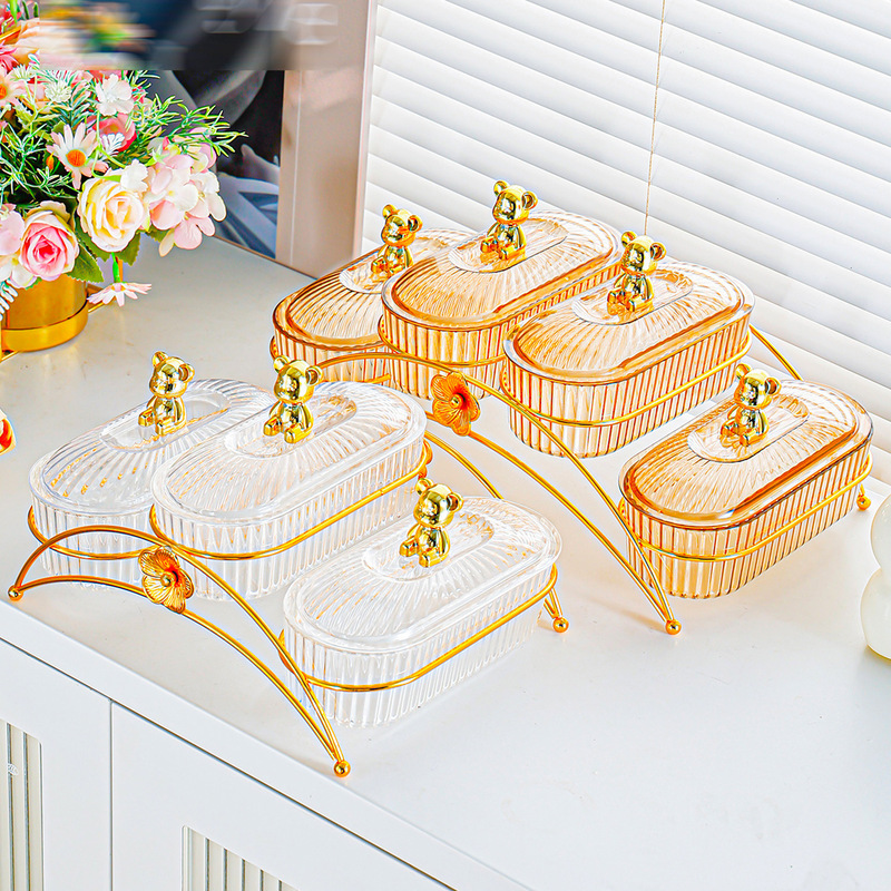 Light Luxury Fruit Plate for Home Living Room Nut Dried Fruit Snack Plate Display Plate New Compartment Afternoon Tea Snack Plate