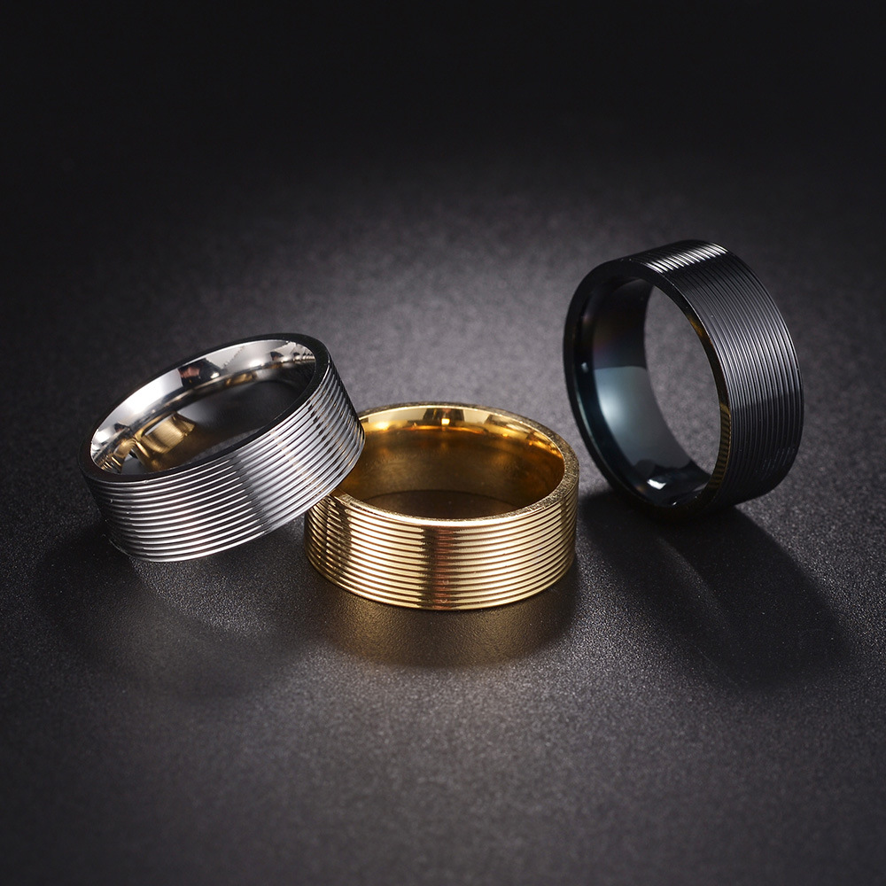 10g Weight Vacuum Plating Gold Plating Process Simple Style Geometric 201 Stainless Steel Plating Gold Plated Men'S Rings