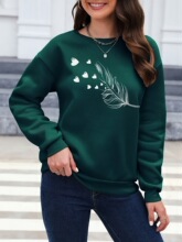 Z 52474 Heart Print Round Neck Sweatshirt ����ӡ������