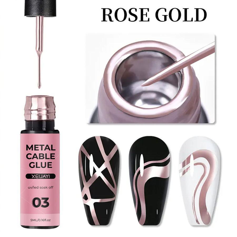 Gel de Dibujo de Metal para Uñas 5ml Secado Refuerzo para Salón de Uñas