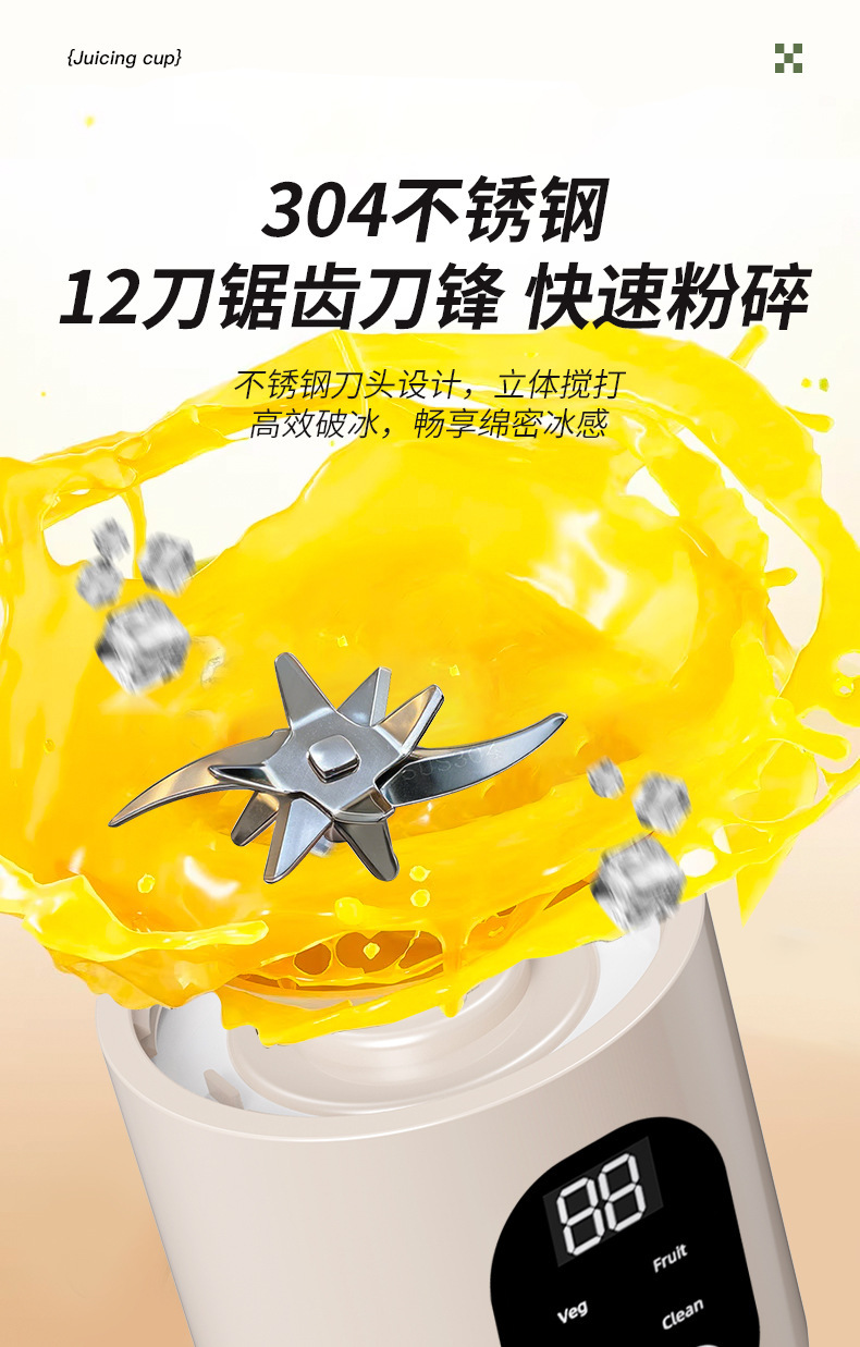 Cross-border New Portable Juicer Cup Home Mini Multifunctional Electric Small Juice Maker Juicer Cup USB Charging
