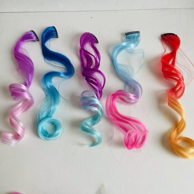 Wig Women's One Clip Dyeing Gradient Wig One-Piece Spotted Colored Curly Hair Tone Single Card Color Wig Wig Women's One Clip Dyeing Gradient Wig One-Piece Spotted Colored Curly Hair Tone Single Card Color Wig