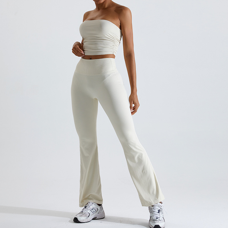 Moda europea y americana nueva ropa de yoga traje de las mujeres yoga envuelto pecho deportes ropa interior tubo superior micro tirar yoga pantalones fitness ropa