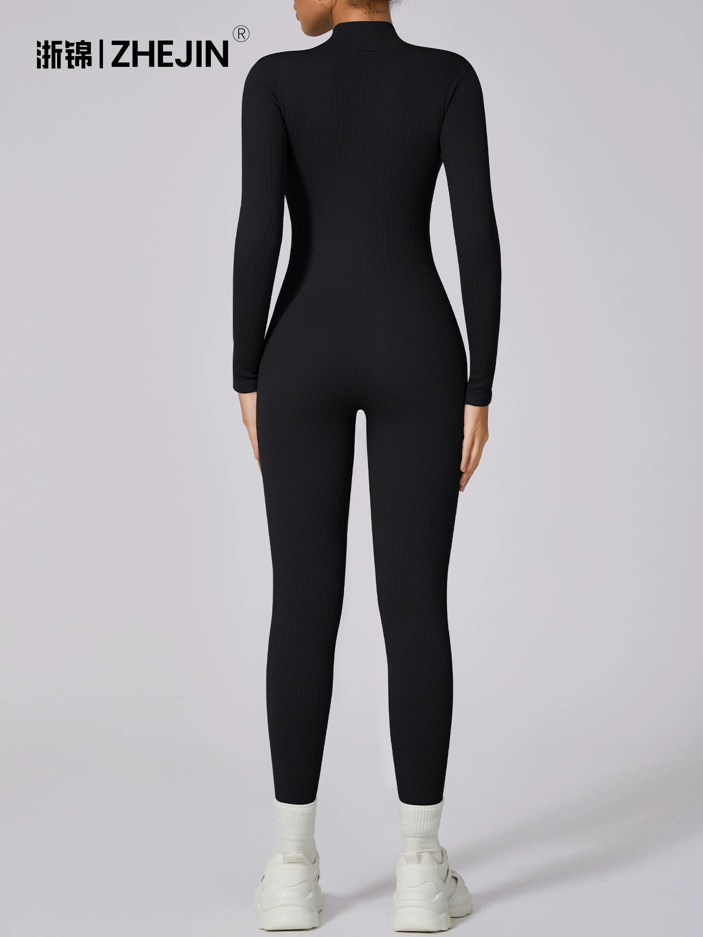 Yoga jumpsuit women's quick-dry high-elastic zip one-piece, European tight fit