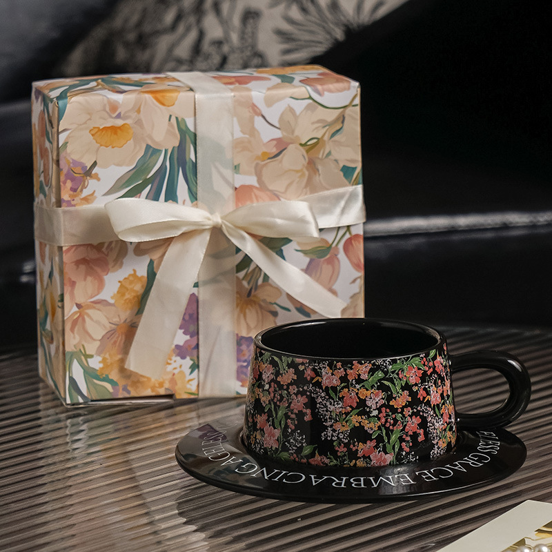 Taza de café y juego de platillos de té de la tarde con souvenirs Taza de cerámica de alto valor Caja de regalo exquisita de alta gama