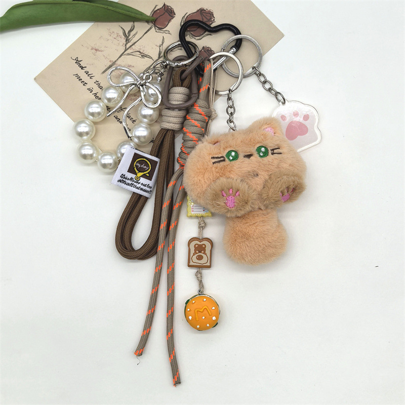 Cute Plush Paw Print Cat Women's Bag Pendant Keychain display picture 9