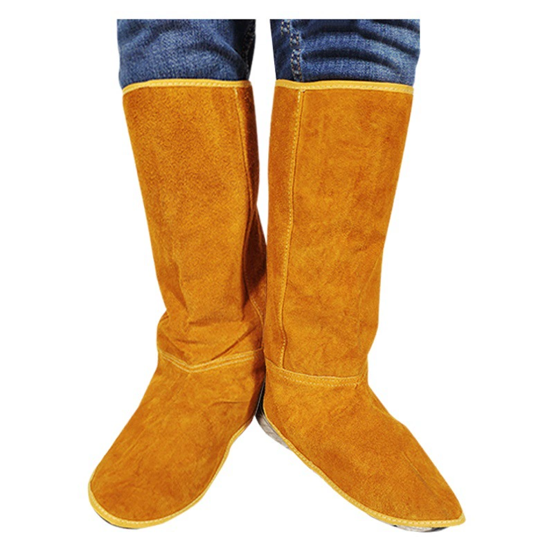 Прямые продажи с фабрики из воловьей кожи, длинные и короткие защиты для ног сварщика, износостойкий утолщенный огнеупорный брызгозащищенный чехол для ног, чехол для ног оптом