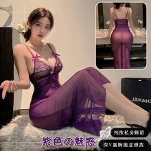 性感长裙情趣内衣透视蕾丝连衣裙夜场OL职业制服夜店紧身包臀旗袍