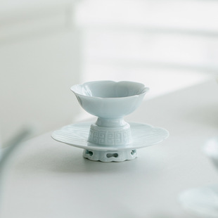 Yingqing Lotus Cup Household Ceramic Tea Cup Master Cup High Foot Tea Cup Chinese Tea Tasting Cup Kung Fu Tea Set Tea Cup