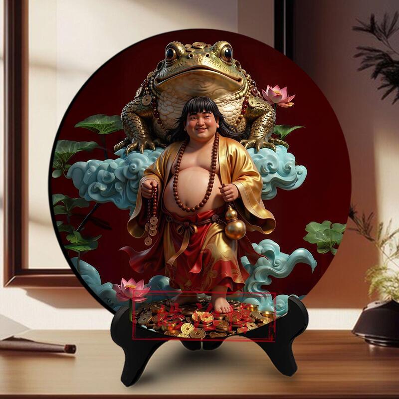 ✅ New Chinese-Style Golden Toad Ornament with Bangs and Coins, Gold-Colored Toad and Copper Coin Home Decoration, Office Housewarming Gift