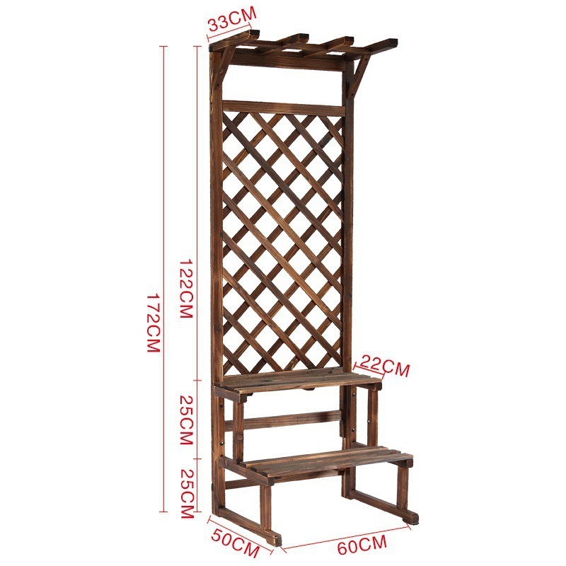 Soporte de flores de madera anticorrosión Soporte de maceta rejilla de piso estante de flores de patio interior madera maciza terraza de varios pisos al aire libre