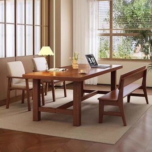 Solid Wood Large Board Table for Home Use, Living Room, Large Long Desk, Simple Desk, Workbench, Multi-Person Reading and Learning Table