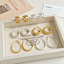 韩系ins风大弧面C型几何耳环耳钉个性大气轻奢高级感百搭秋冬耳饰