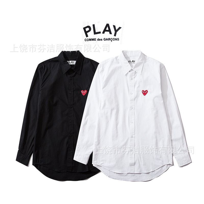 Cross-Border Foreign Trade Chuanjiu Men's Long-Sleeve Shirt, Celebrity Style Trendy Brand Heart Embroidery Couple's Long-Sleeve Shirt Cross-Border Foreign Trade Chuanjiu Men's Long-Sleeve Shirt, Celebrity Style Trendy Brand Heart Embroidery Couple's Long-Sleeve Shirt
