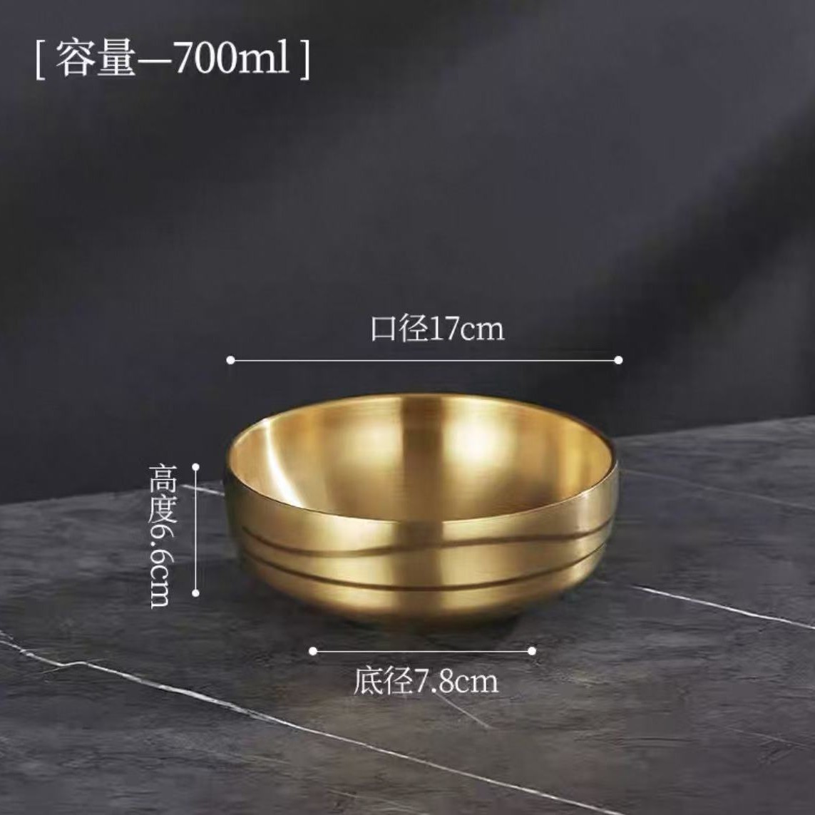304 tazón corrugado de 17 cm de oro