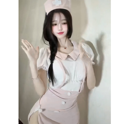 Sexy Sweet and Spicy Nurse See-Through Outfit Pure Preppy Style Suspender Miniskirt Sexy See-Through Breasts Pure Desire Sweet Jk Uniform