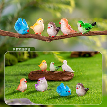 仿真彩绘小鸟苔藓微景观 树脂工艺品手工萌粒车载小摆件diy装饰品
