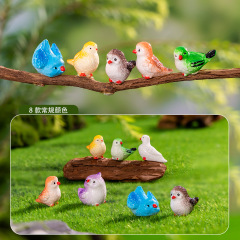 模擬彩描き鳥と苔のミニチュア風景 レジン工芸品 手作りのかわいい車載飾り DIY装飾品