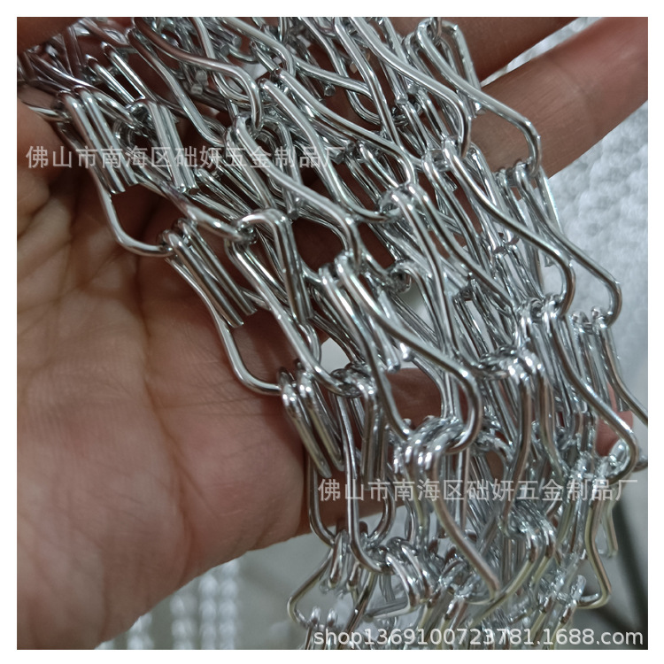 银色双勾链金属装饰网链帘 批发门窗挂帘 酒店商场吊顶装饰隔断帘