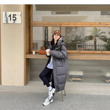 高端过膝羽绒服女2025新款加厚加长款宽松男女情侣同款学生冬外套